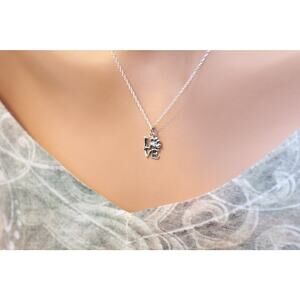 Sterling Silver Love Charm with Pawprint Necklace